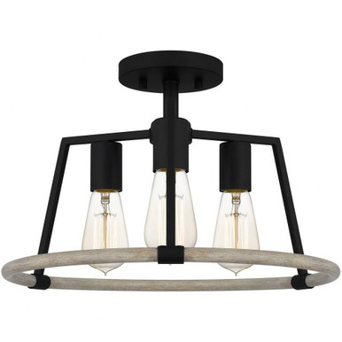 Tippet 3 Light 16 Inch Wide Semi Flush Mount by Quoizel - TPT1716MBK