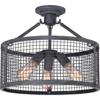 Wilder 3 Light 16 Inch Wide Semi Flush Mount by Quoizel - WLR1716MB