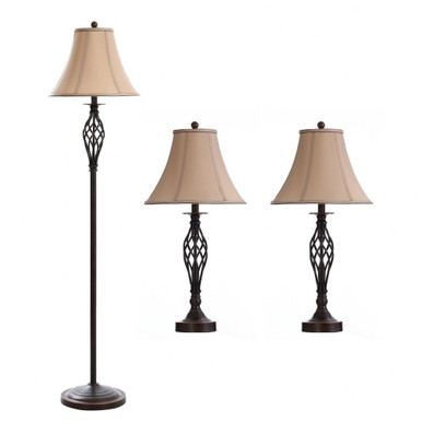 Barclay Lamp Set 2 Table Lamps and 1 Floor Lamp by Stylecraft - L81008DS