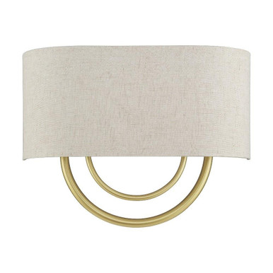 Stratton 2 Light Oatmeal Shade Wall Sconce 15 Inch Tall by Livex - 60273