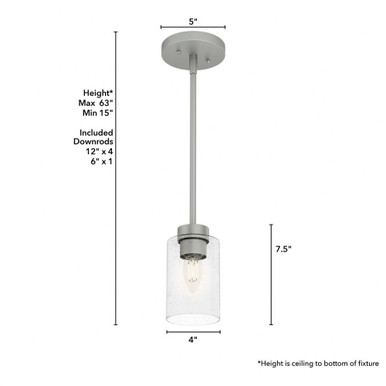 Hartland 1 Light Mini Jar Pendant by Hunter Fans - 19012