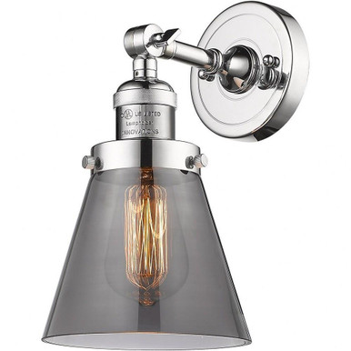 Small Cone 1 Light Smoke Glass Wall Sconce 10 Inch Tall by Innovations - 203-PC-G63