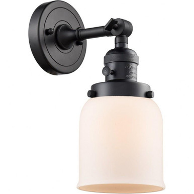 Small Bell 1 Matte White Glass Wall Sconce 12 Inch Tall by Innovations - 203SW-BK-G51