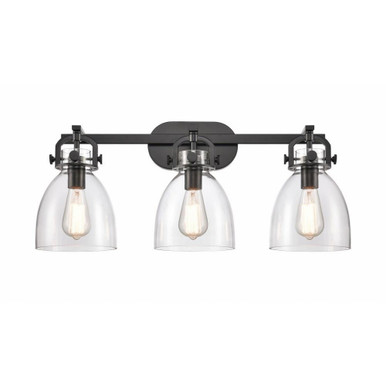 Newton 3 Light Bell Vanity Light by Innovations - 412-3W-BK-7CL