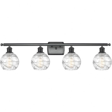 Small Deco Swirl 4 Light Vanity Light 36 Inch Wide by Innovations - 516-4W-BK-G1213-6