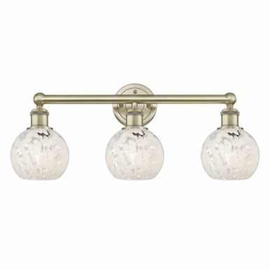White Mouchette 3 Light Vanity Light 24 Inch Wide by Innovations - 616-3W-G1216-6