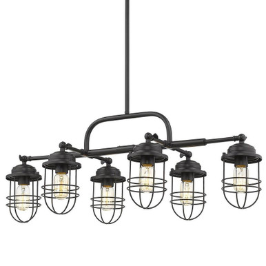 Seaport 6 Light Medium Linear Pendant by Golden - 9808-LP BLK