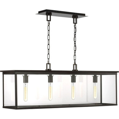 Freeport 4 Light Caged Linear Outdoor Chandelier by Visual Comfort Studio - co1214htcp