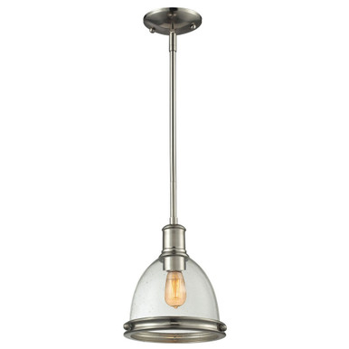 Mason 1 Light Utilitarian Small Pendant 9.7 Inch Tall by Z-Lite - 718MP-BN