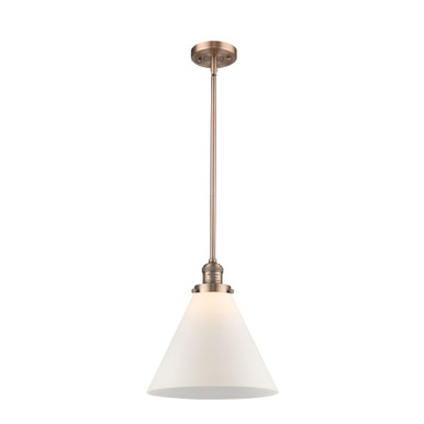 Cone 1 Light Stem Hung Mini Pendant 16 Inch and 12 Inch Wide by Innovations - 201S-G4L