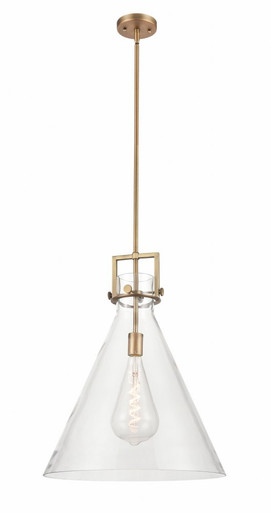 Newton Cone 1 Light Large Stem Pendant 18 Inch Wide by Innovations - 411-1SL-G411-18