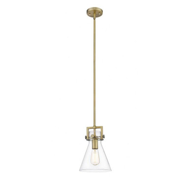 Newton Cone 1 Light Stem Mini Pendant 8 Inch Wide by Innovations - 411-1SS-G411-8