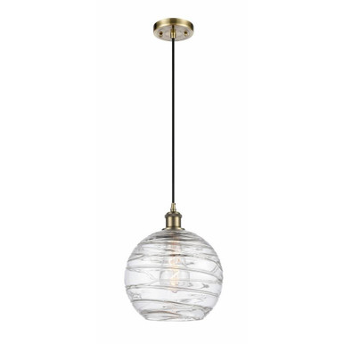 Athens Deco Swirl 1 Light Small Pendant 13 Inch Tall by Innovations - 516-1P-G1213-10