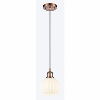 White Venetian 1 Light Cord Hung Mini Pendant by Innovations - 516-1P-G1217-6