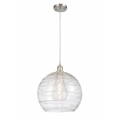 Athens Deco Swirl 1 Light Steel Medium Pendant by Innovations - 516-1P-SN-G1213-14