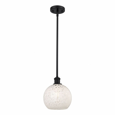 White Mouchette 1 Light Stem Hung Small Pendant 10 Inch Tall by Innovations - 516-1S-G1216-8