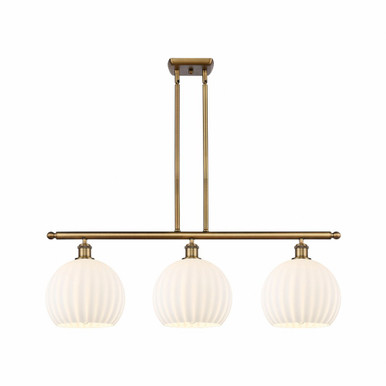 White Venetian 3 Light Stem Hung Oversized Island Pendant by Innovations - 516-3I-G1217-10