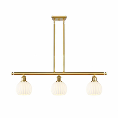 White Venetian 3 Brass Stem Hung Oversized Island Pendant by Innovations - 516-3I-G1217-6