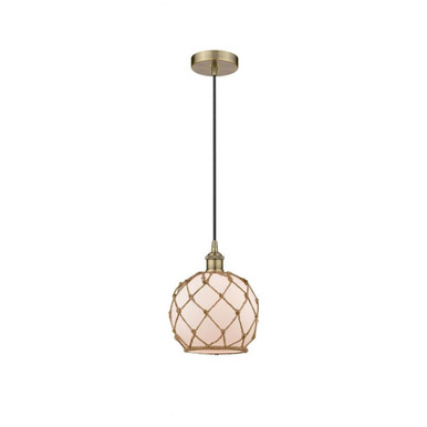 Farmhouse Rope 1 Light Cord Hung Small Pendant by Innovations - 616-1P-G12-8R