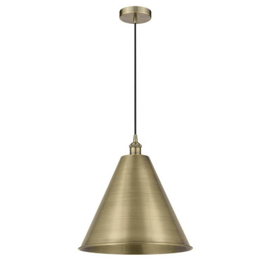 Edison Cone 1 Light Medium Cord Hung Pendant 16 Inch Wide by Innovations - 616-1P-MBC-16