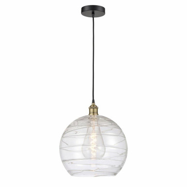 Athens Deco Swirl 1 Light Clear Glass Medium Pendant by Innovations - 616-1P-BAB-G1213-14