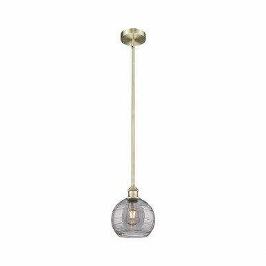 Athens Deco Swirl 1 Light Small Pendant 9.38 Inch Tall by Innovations - 616-1S-G1213-8