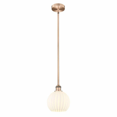 White Venetian 1 Light Stem Hung Small Pendant by Innovations - 616-1S-G1217-8