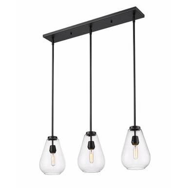 Ayra 3 Light Linear Chandelier 11.75 x 8 Inch Wide by Z-Lite - 488P8-3L-MB