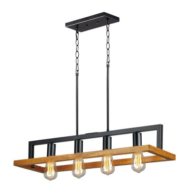 Black Forest 4 Light Linear Small Pendant by Maxim - 10307BKASB