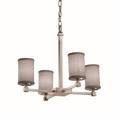 Textile Tetra 4 Light Medium Chandelier by Justice Design FAB-8420-10-GRAY