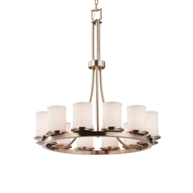 Textile Dakota 12 Light Large Chandelier by Justice Design FAB-8763-10-WHTE - FAB-8763-10-WHTE