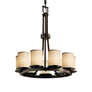 Textile Dakota 9 Light Medium Chandelier by Justice Design - FAB-8766-10-CREM