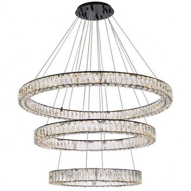 Monroe 3 LED Light Oversized Round Chandelier by Elegant - 3503G41L
