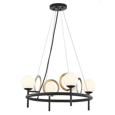 Fusion Halo 4 Light Medium Chandelier by Justice Design - FSN-4225-OPAL-MBBR