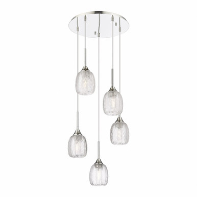 Berkshire 5 Light Cord Hung Pendant 24.5 Inch Tall by Innovations - 323-5P-G323-5