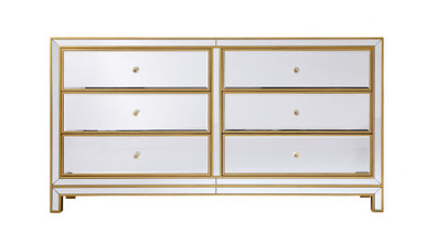 Reflexion 6 Drawer Mirrored Cabinet 32 Inch Tall by Elegant Decor - MF72036