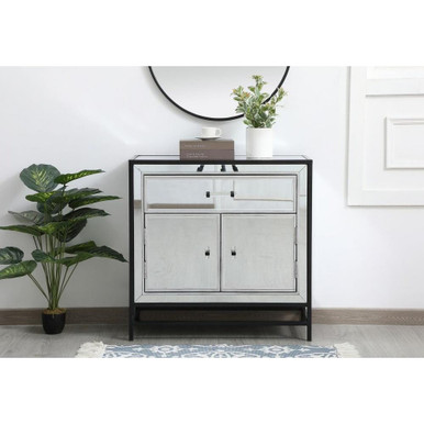 James Mirrored Cabinet 28.35 Inch Tall and 13.4 Inch Wide by Elegant Decor - MF72028BK