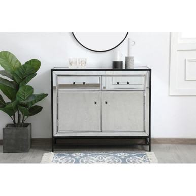 James Mirrored Cabinet 32 Inch Tall and 12 Inch Wide by Elegant Decor - MF72038BK