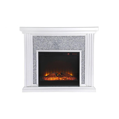 Modern Mirrored Mantle with Fireplace 40 x 15 In by Elegant Decor - MF9902-F1