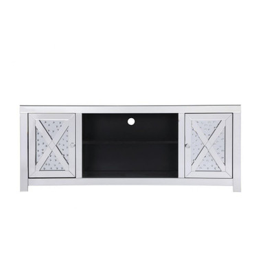 Modern Mirrored TV Stand 23.5 Inch Tall and 16 Inch Wide by Elegant Decor - MF9904