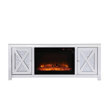 Modern Mirrored TV Stand with Fireplace by Elegant Decor - MF9904-F1