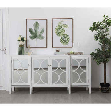 Modern 34 Inch Mirrored Credenza MF82111WH by Elegant Decor - MF82111WH