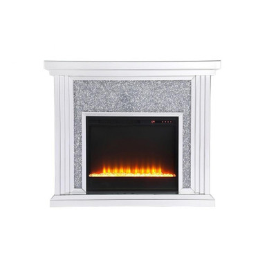 Modern Mirrored Mantle with Fireplace 40 x 15 Inches by Elegant Decor - MF9902-F2