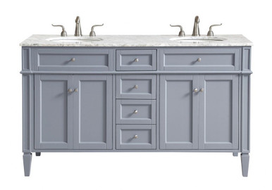 Park Avenue 60 Inch 4 Drawer Bathroom Vanity Sink Set by Elegant Decor - VF12560D