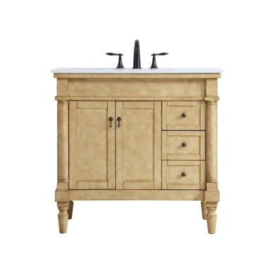 Lexington 36 Inch 3 Drawer Single Bathroom Vanity Sink Set by Elegant Decor - VF13036AB