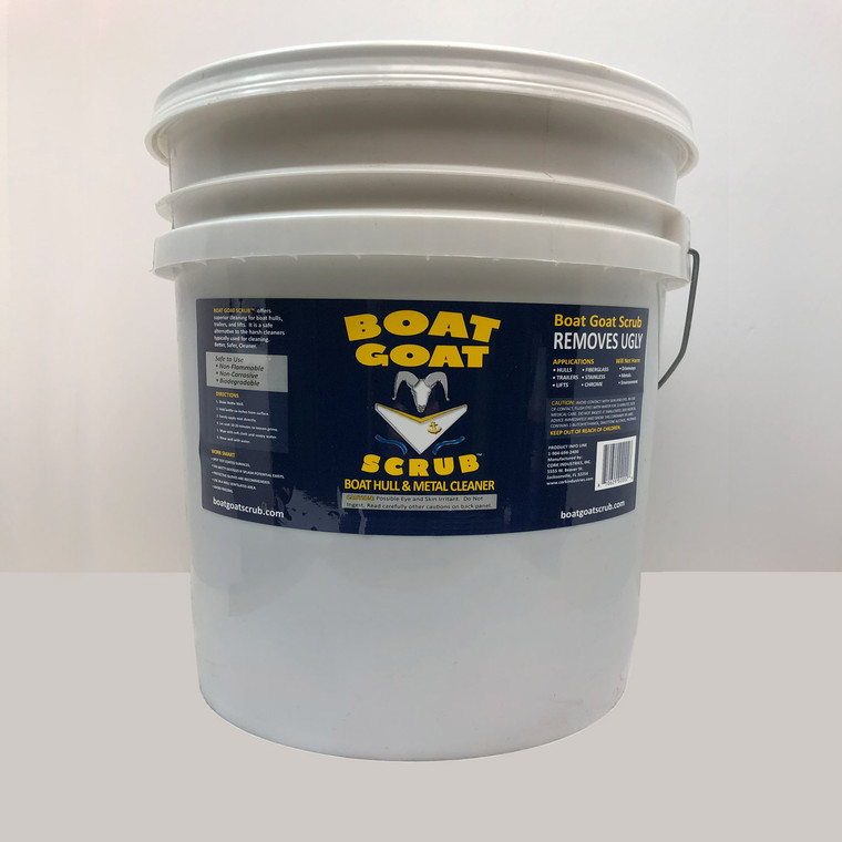 Boat Goat Scrub is a powerful Hull Cleaner for boats that is safe for use on all boat hulls and metals. It's noncorrosive and environmentally safe attributes make this cleaner the superior choice for your boat cleaning work. Compared to the harsh acids often used today, Boat Goat Scrub is a safe, and gentle cleaner for you, your boat, and the environment.