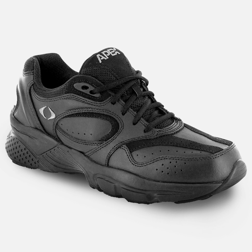 APEX Men's Lace Walking Shoe - Black