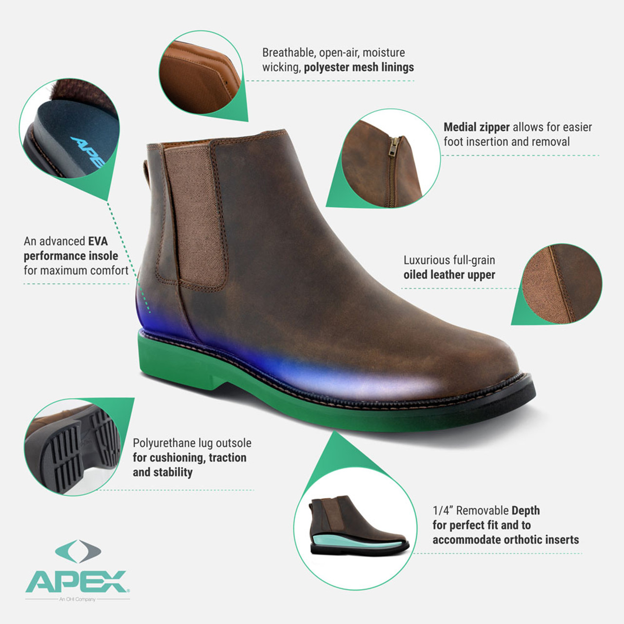 APEX Men's Logan - Chelsea Side Zip Boot