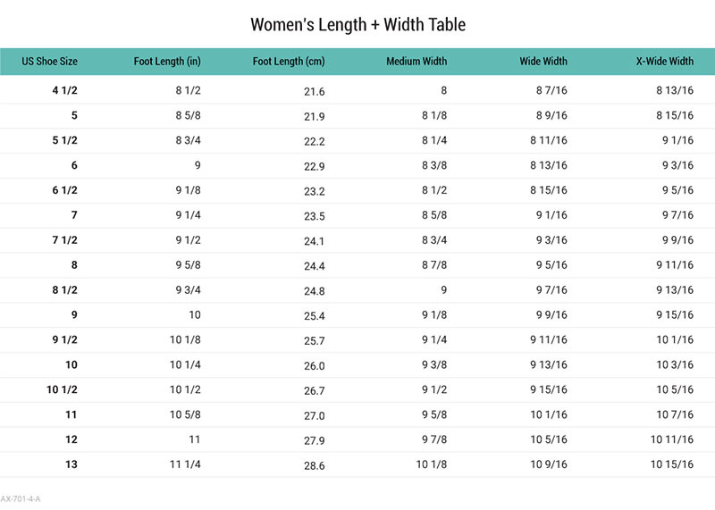 Apex Women's Sizing Chart