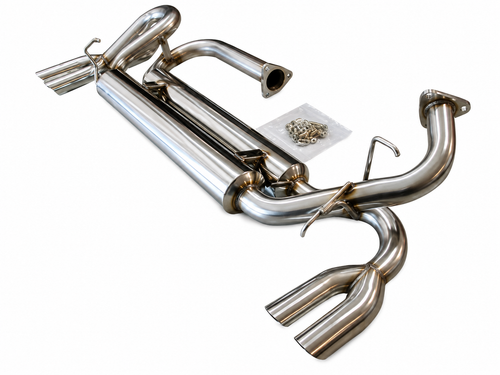 TOP SPEED PRO-1 Performance Dual Canister Catback Exhaust System for Acura NSX 1991-1996 made from polished T304 stainless steel with dual 57mm exhaust tips, dual canisters, mandrel-bent tubing, and complete installation hardware.